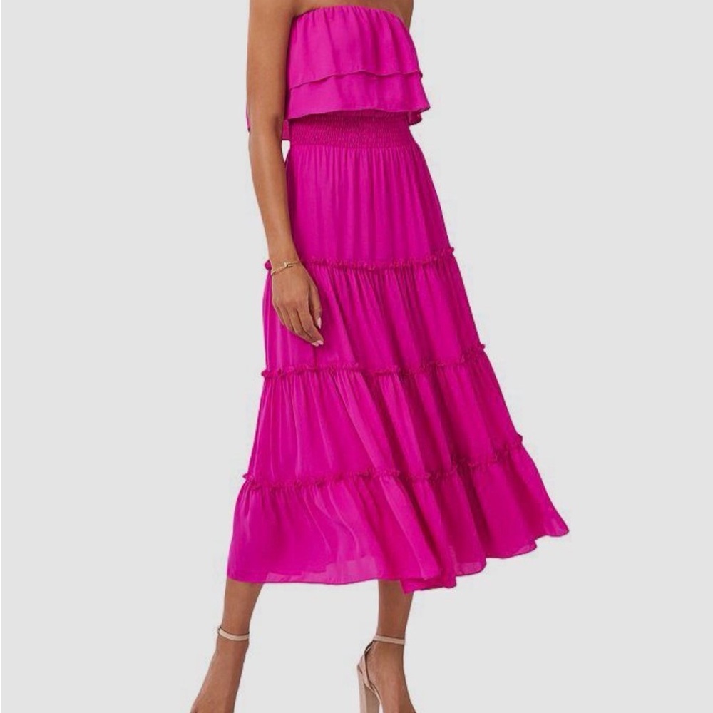 Elegant Pink Tiered Women's 1 state strapless dress
